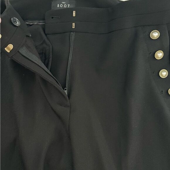 White House Black Market Black Sailor Style Pearl Button Boot Cut Pants Size 6 - Picture 6 of 12